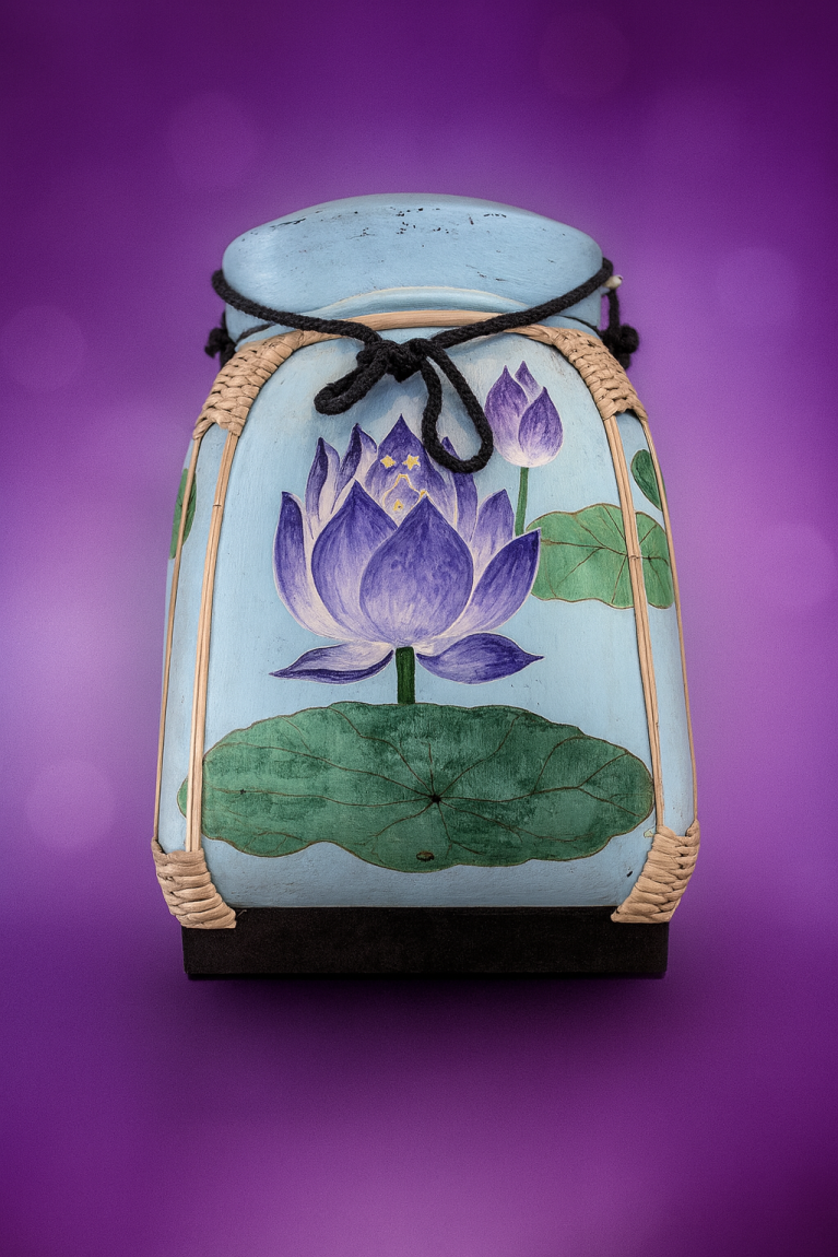 Hand-Painted Thai Decorative Jar – Purple Lotus Flower