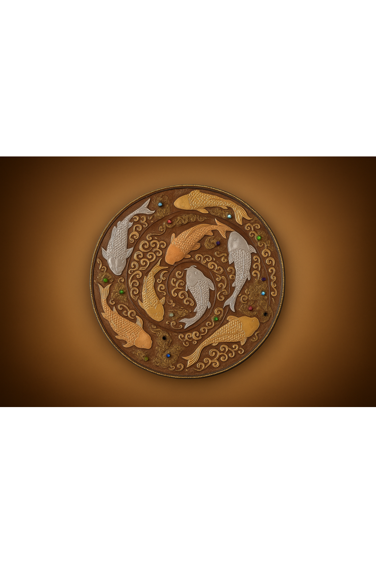 Circular Bas-Relief – Koi Fish Spiral of Prosperity