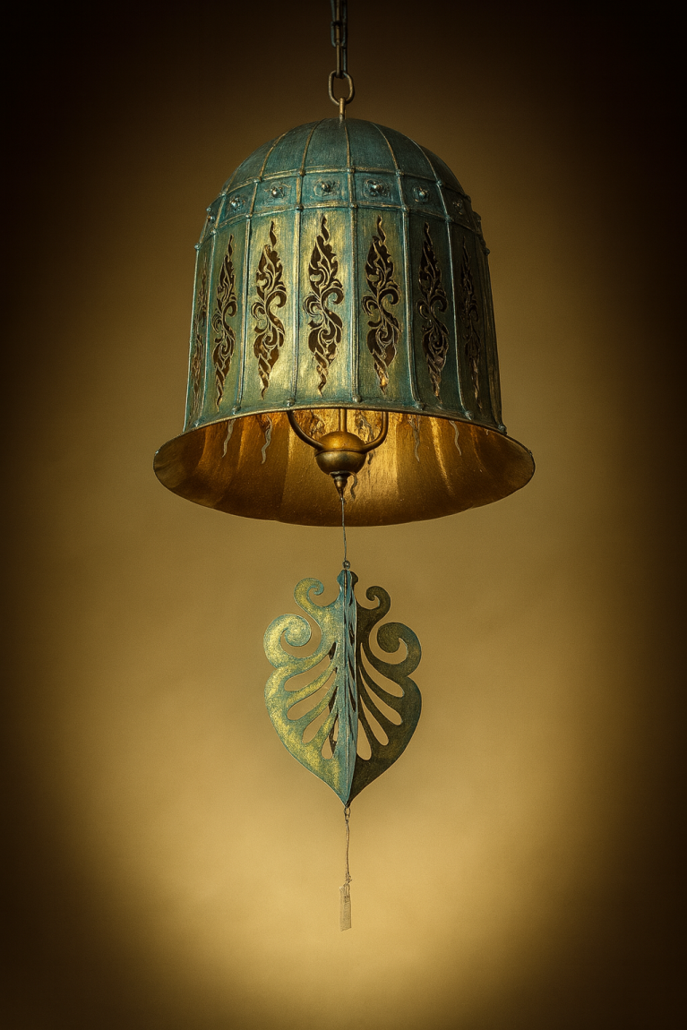Thai Temple Lantern Bell – Golden Glow and Buddhist Symbolism