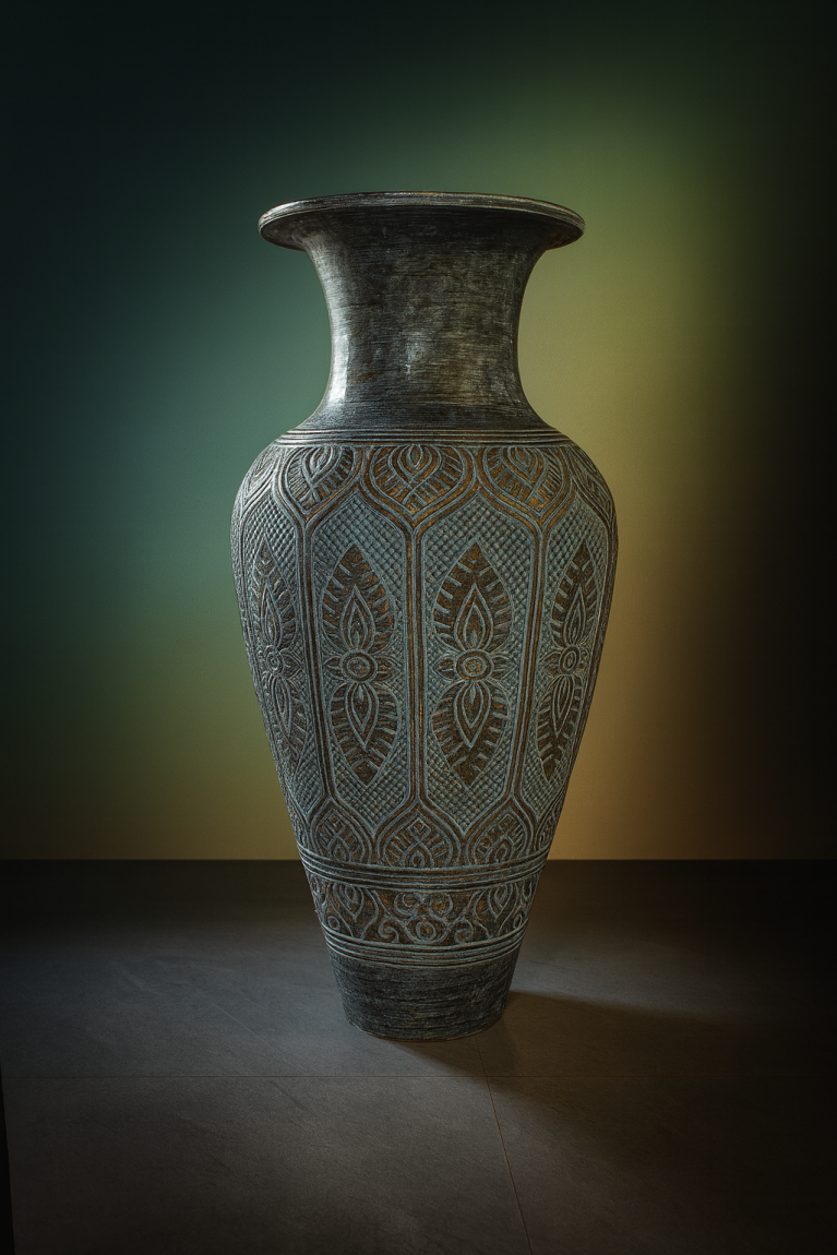 Large Hand-Carved Thai Vase – Lotus Pattern and Lanna Heritage