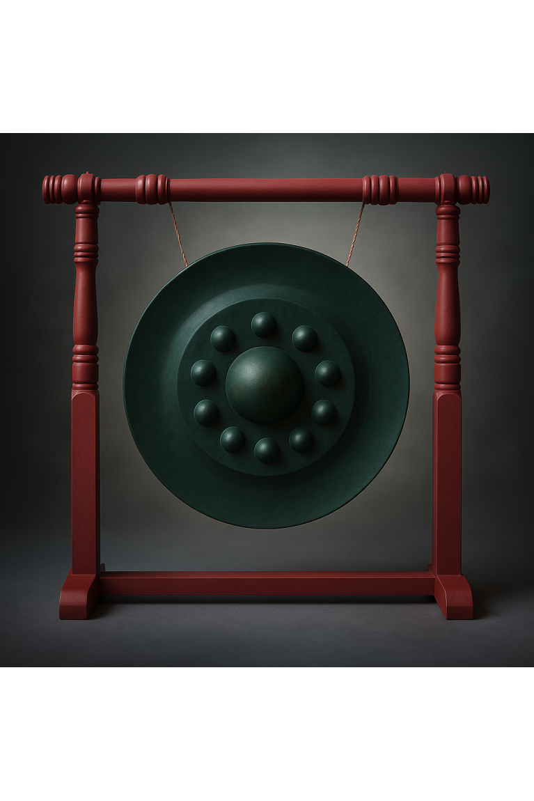 Traditional Thai Temple Gong on Wooden Frame