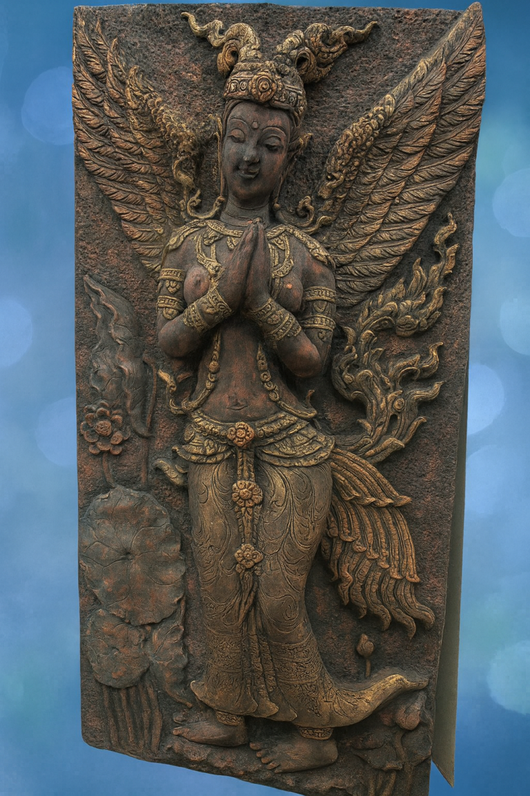 Celestial Apsara in Prayer – Wall Bas-Relief