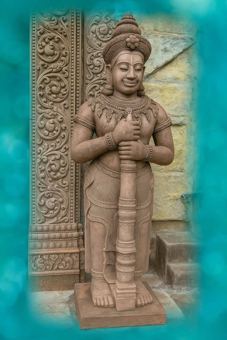 Temple Guardian Statue (Dvarapala) – Hand-Carved Stone Sculpture