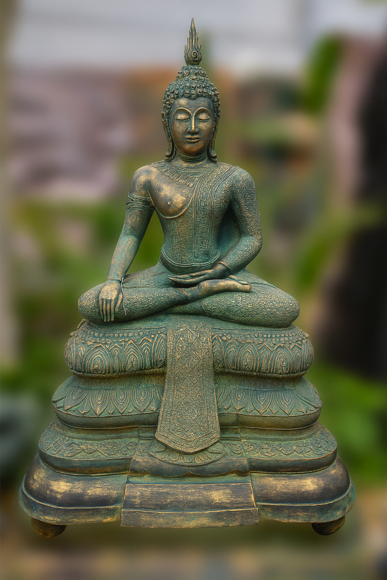 Majestic Thai Buddha in Meditation – Antique Finish