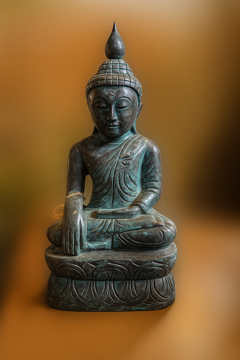 Serene Bronze Buddha in Bhumisparsha Mudra