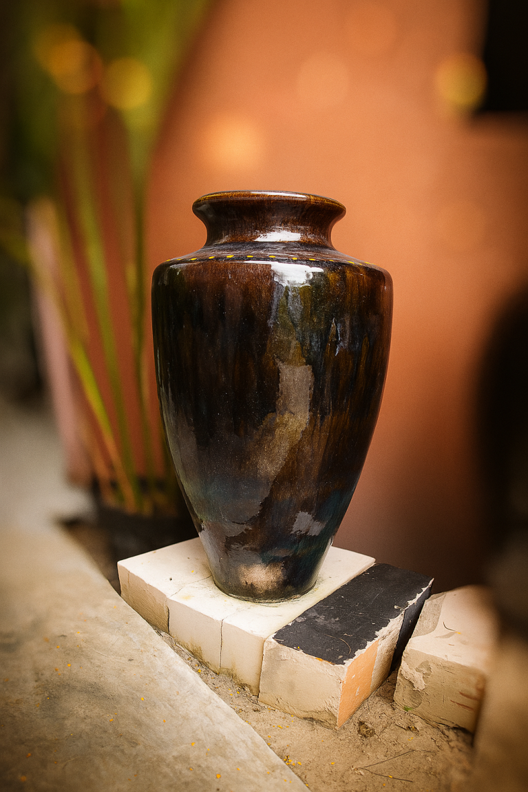 Tall Glazed Thai Vase