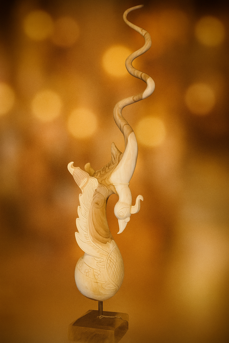 Hong Sculpture  – Celestial Thai Bird in Hand-Carved Wood