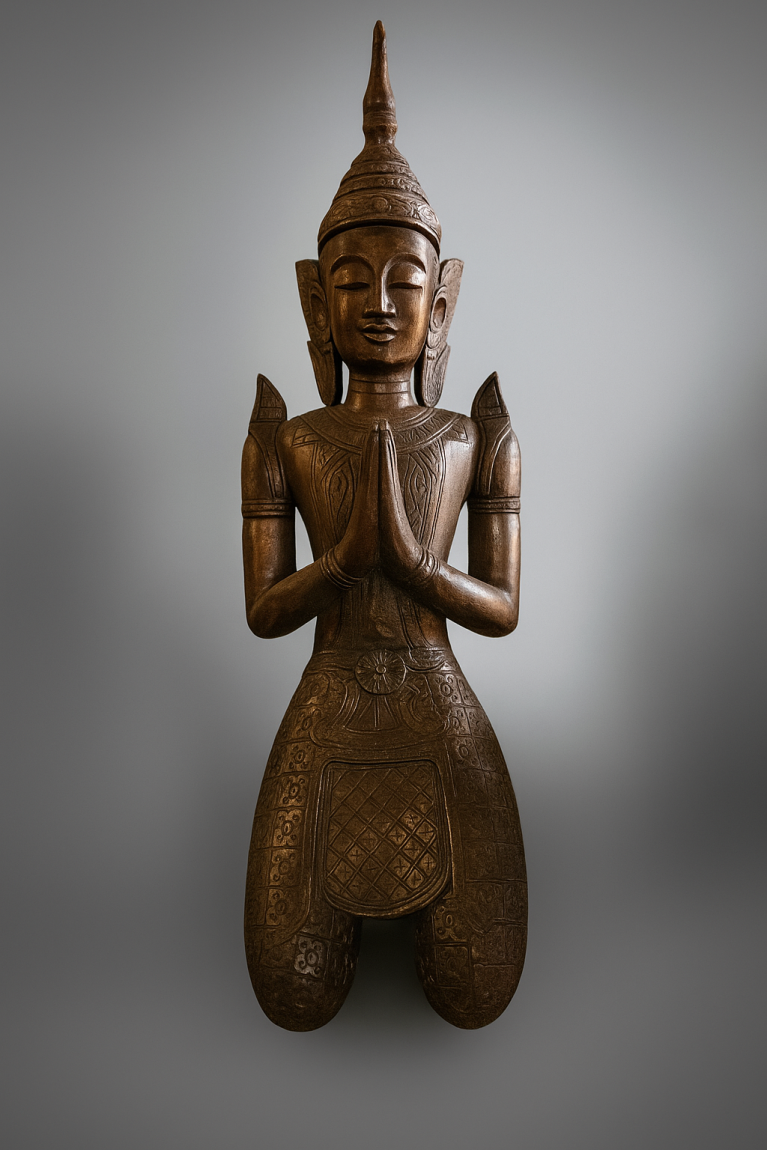 Statue Thaïlandaise du Gardien à Genoux – Geste de Respect (Wai)