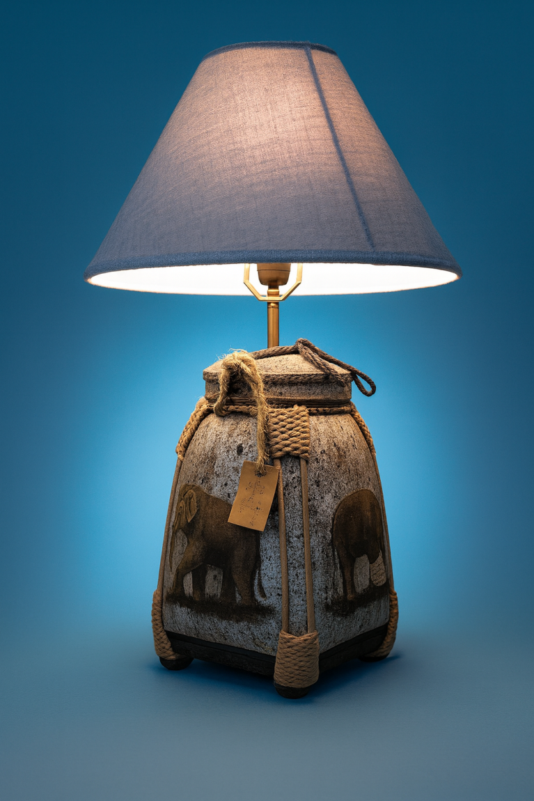 Decorative handmade wooden lamp